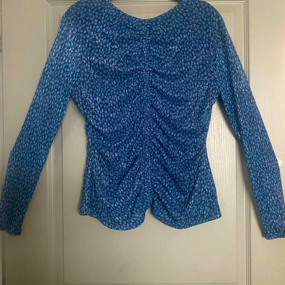 MICHAEL Michael Kors Navy Patterned Zip-Up Top